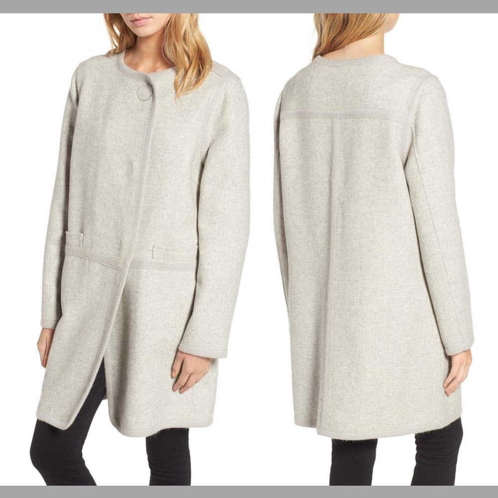 NWT Diane Von Furstenberg Lily Wool Blend Coat in Heather Grey‎ [SZ XS ]